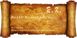 Reiff Krisztián névjegykártya