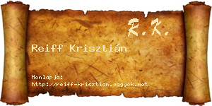Reiff Krisztián névjegykártya